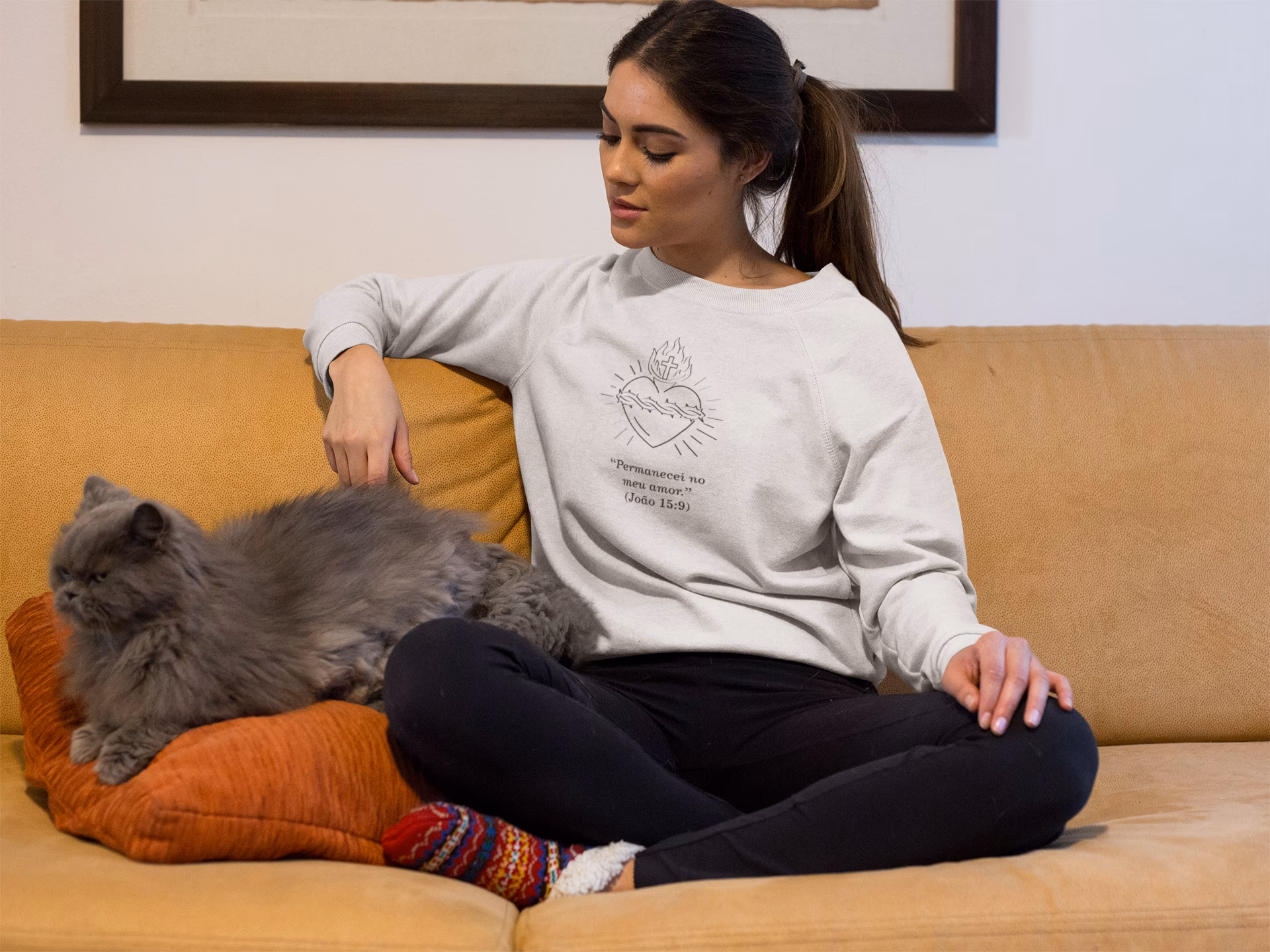 Moletom (Blusão) Prime Quality Sagrado Coração de Jesus - Branca