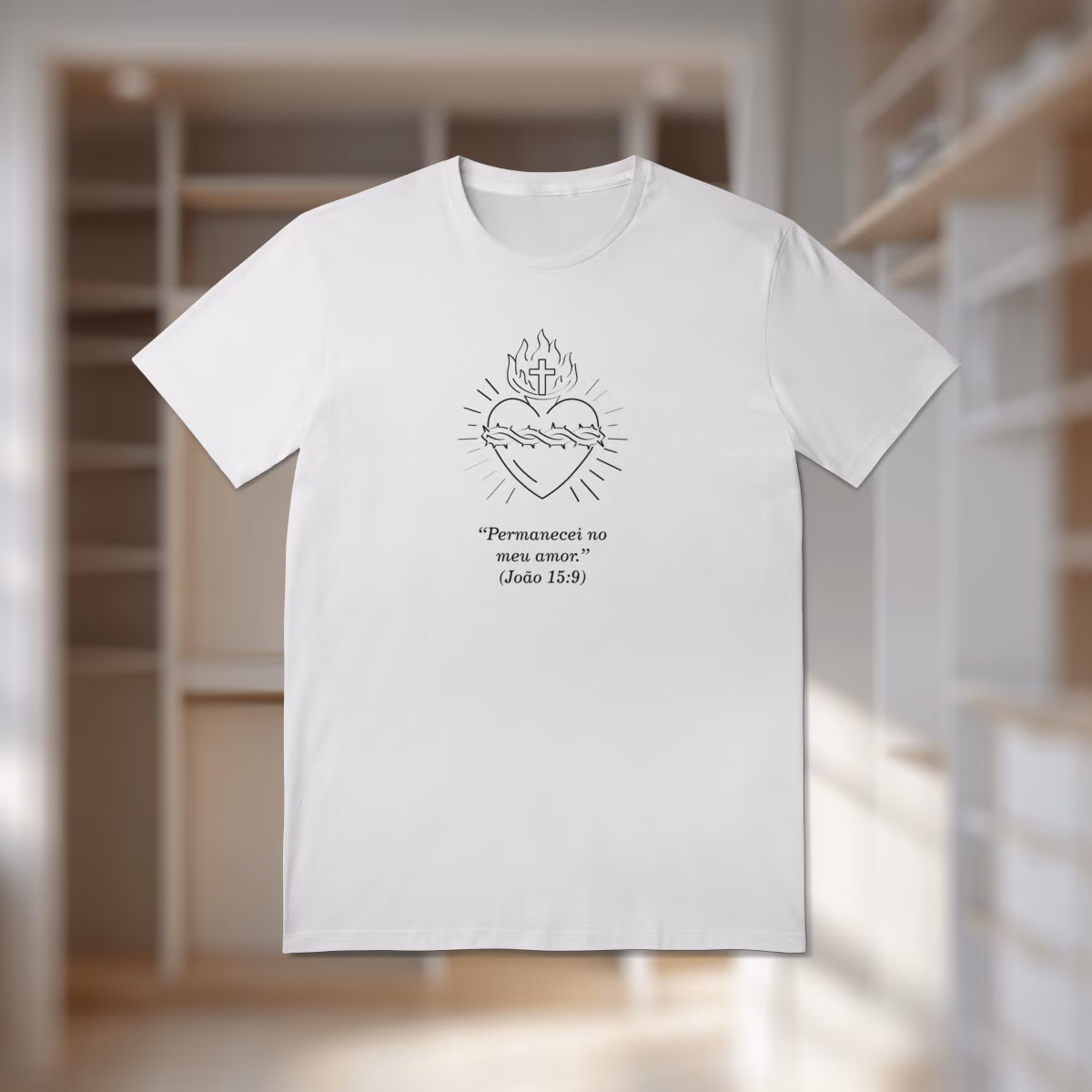 Camiseta Tradicional Quality Sagrado Coração de Jesus - Branca