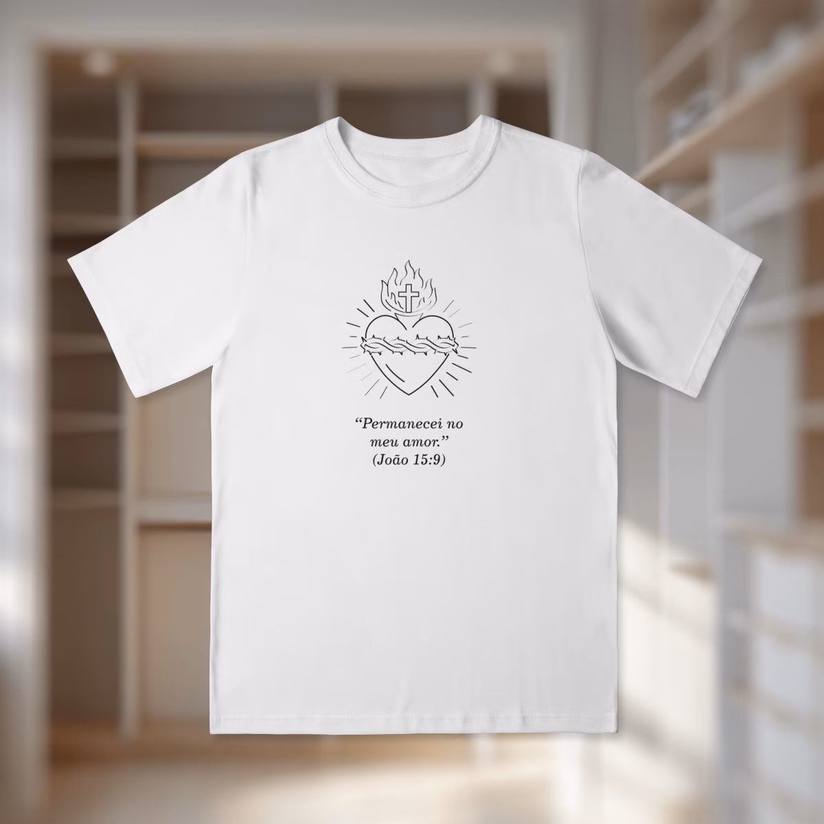 Camiseta Infantil (2 a 8) Quality Sagrado Coração de Jesus - Branca