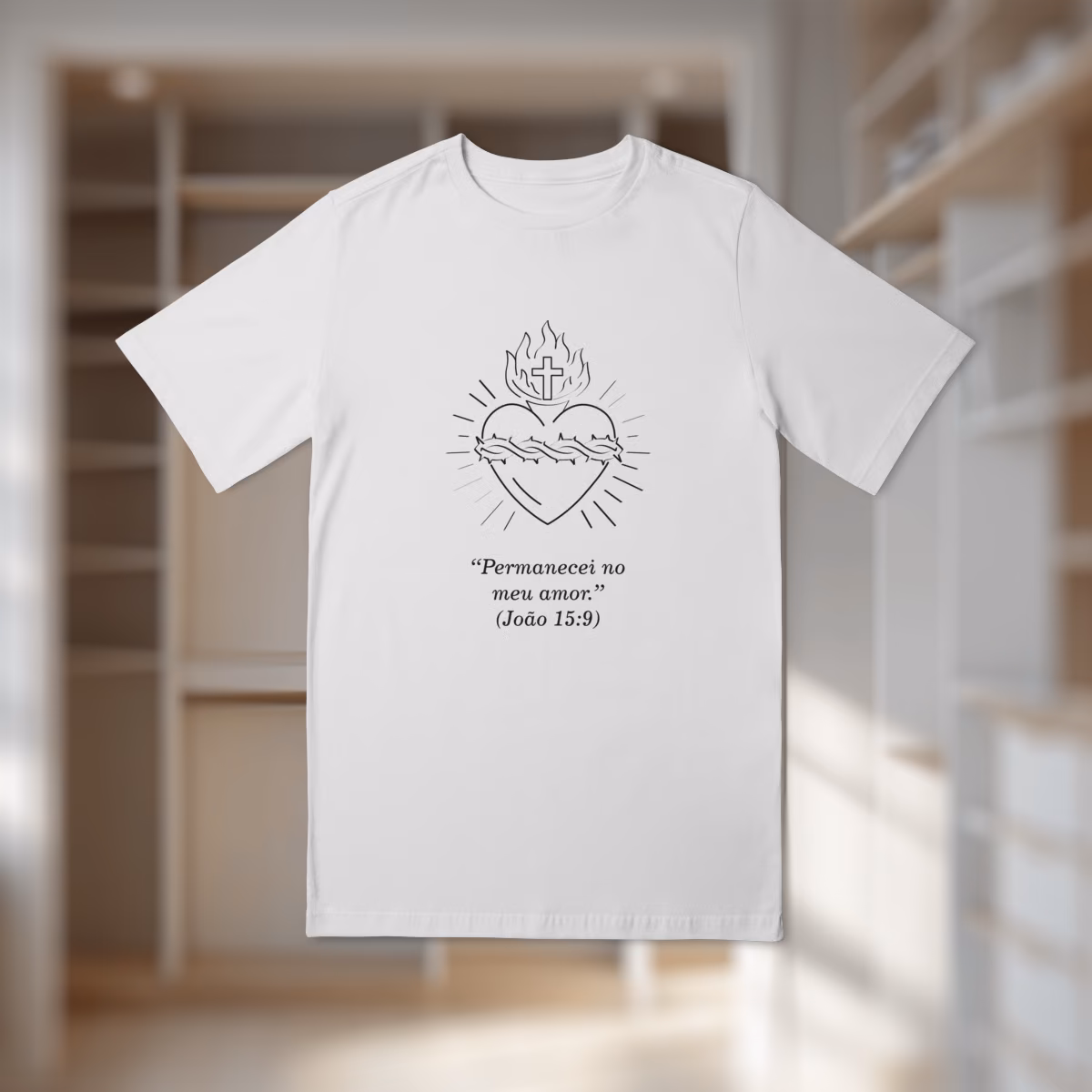 Camiseta Infantil (10 a 14) Quality Sagrado Coração de Jesus - Branca