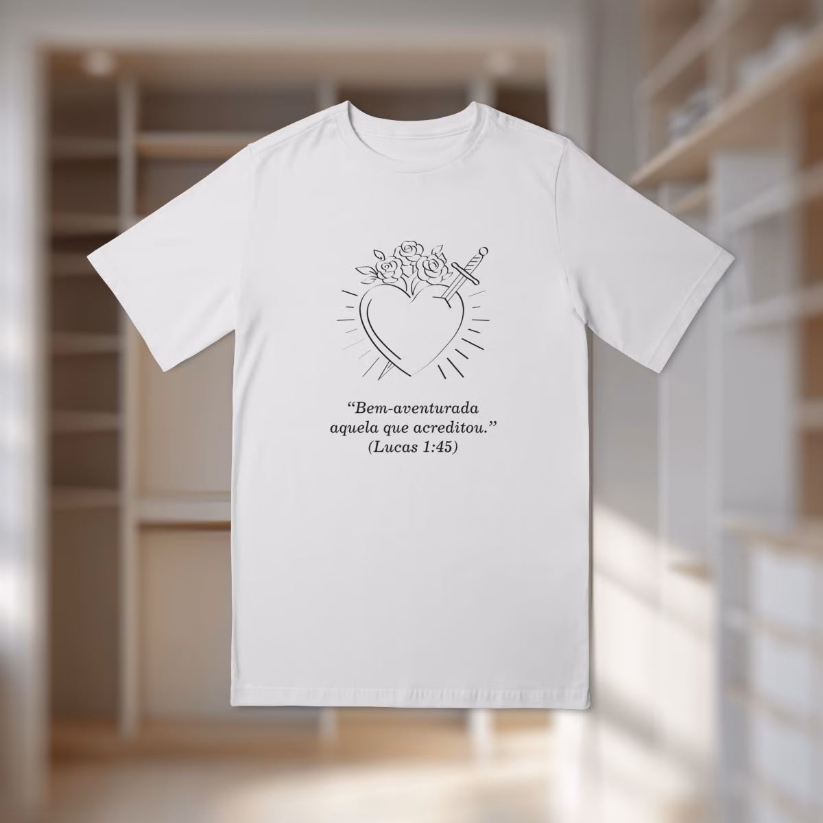 Camiseta Quality Infantil (10 a 14) Sagrado Coração de Maria - Branca