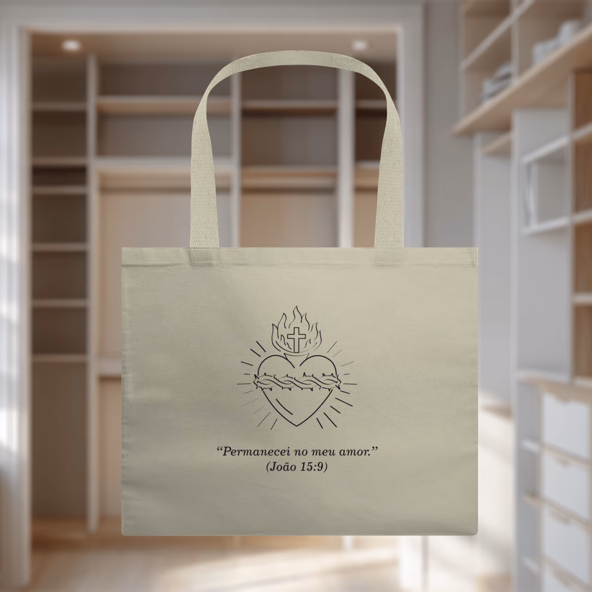 Ecobag Grande Sagrado Coração de Jesus - Branca