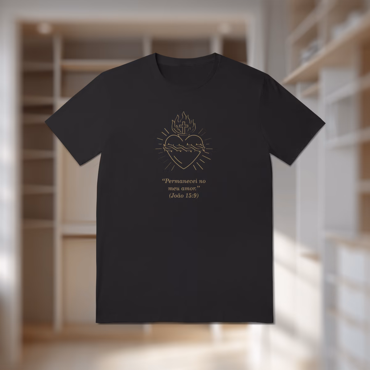 Camiseta Tradicional Quality Sagrado Coração de Jesus - Preta