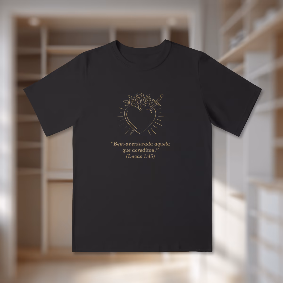 Camiseta Quality Infantil (2 a 8) Sagrado Coração de Maria - Preta